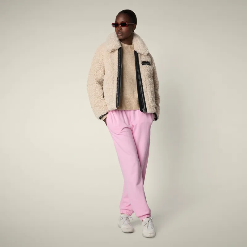 Women's faux fur Jacket Hester in Shore Beige made by Save The Duck