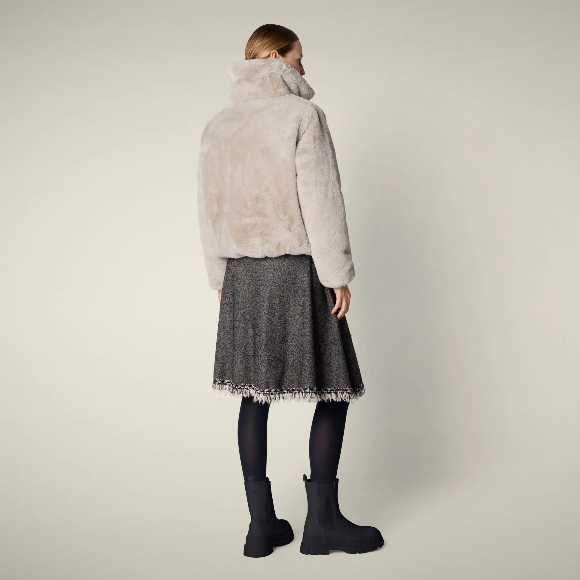 Women's Reversible Faux Fur Jacket Jeon in rainy beige sold by Save The Duck product image thumbnail 5