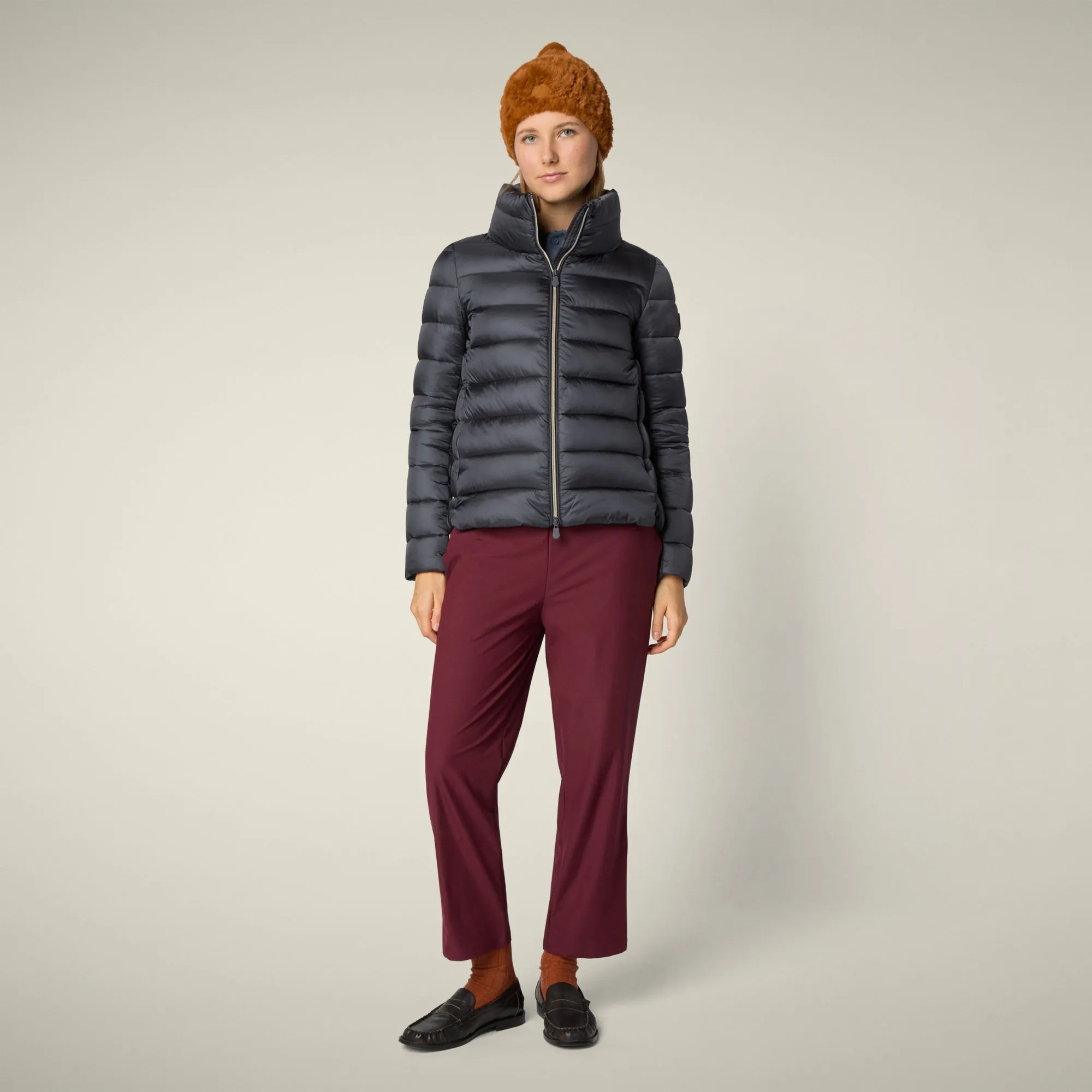 Women's Animal free puffer Jacket Elsie in ebony grey sold by Save The Duck