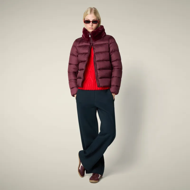 Women's Animal free puffer jacket Mei in wine red sold by Save The Duck