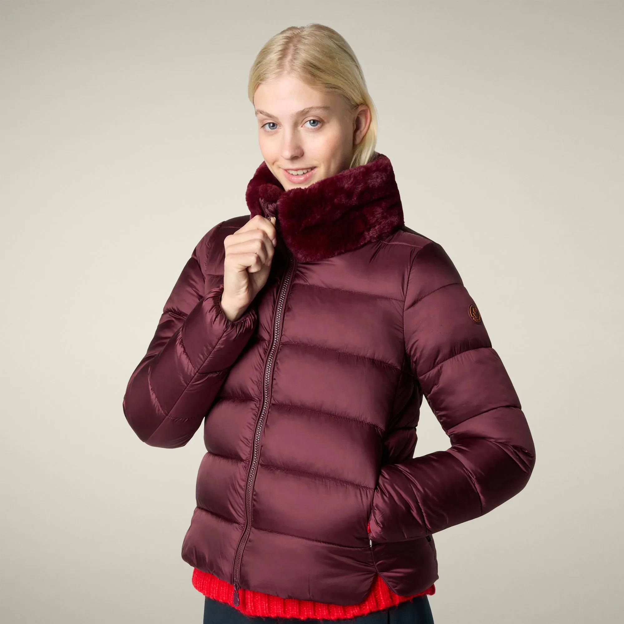 Women's Animal free puffer jacket Mei in wine red sold by Save The Duck product image thumbnail 4