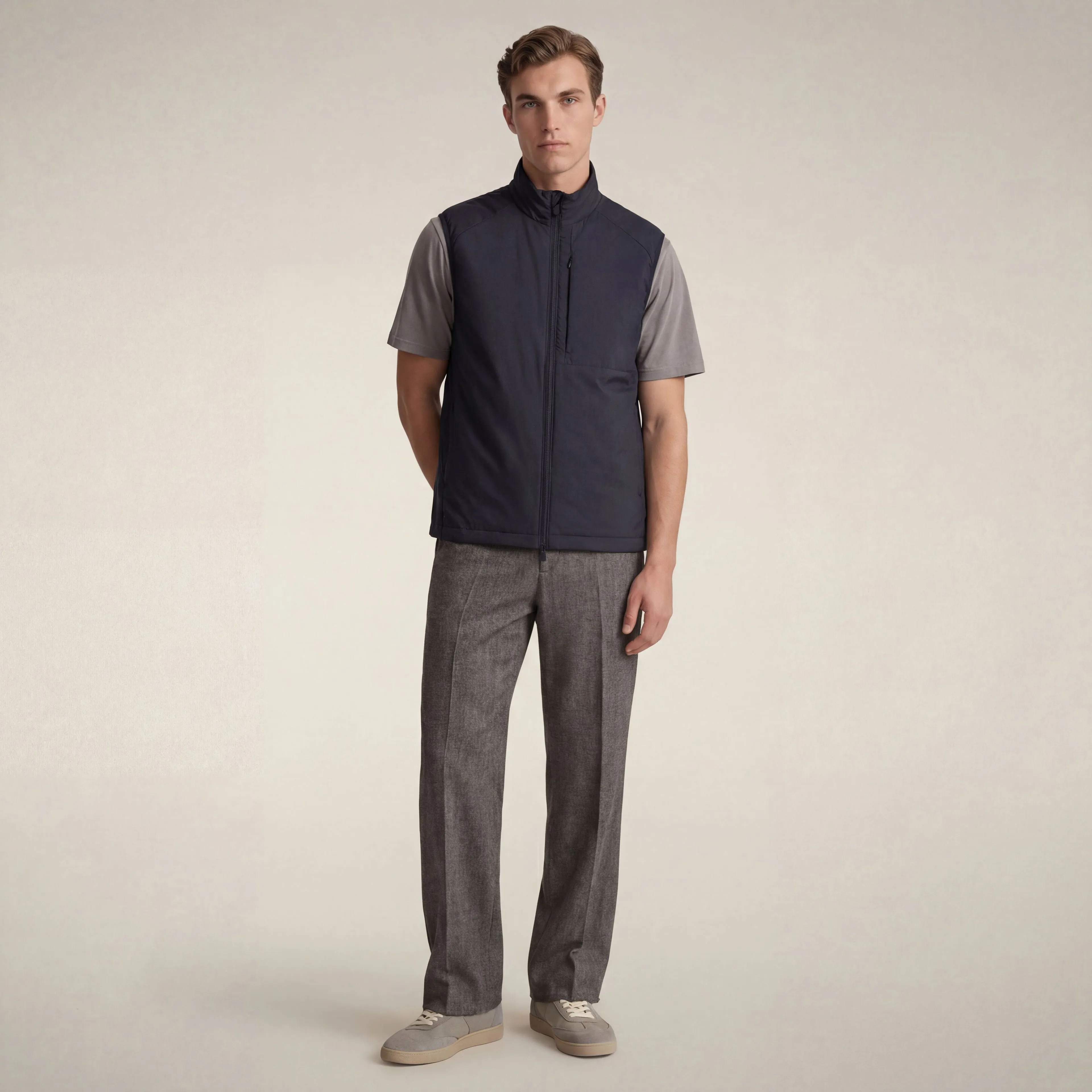 Men's hooded vest turner in blue black sold by Save The Duck