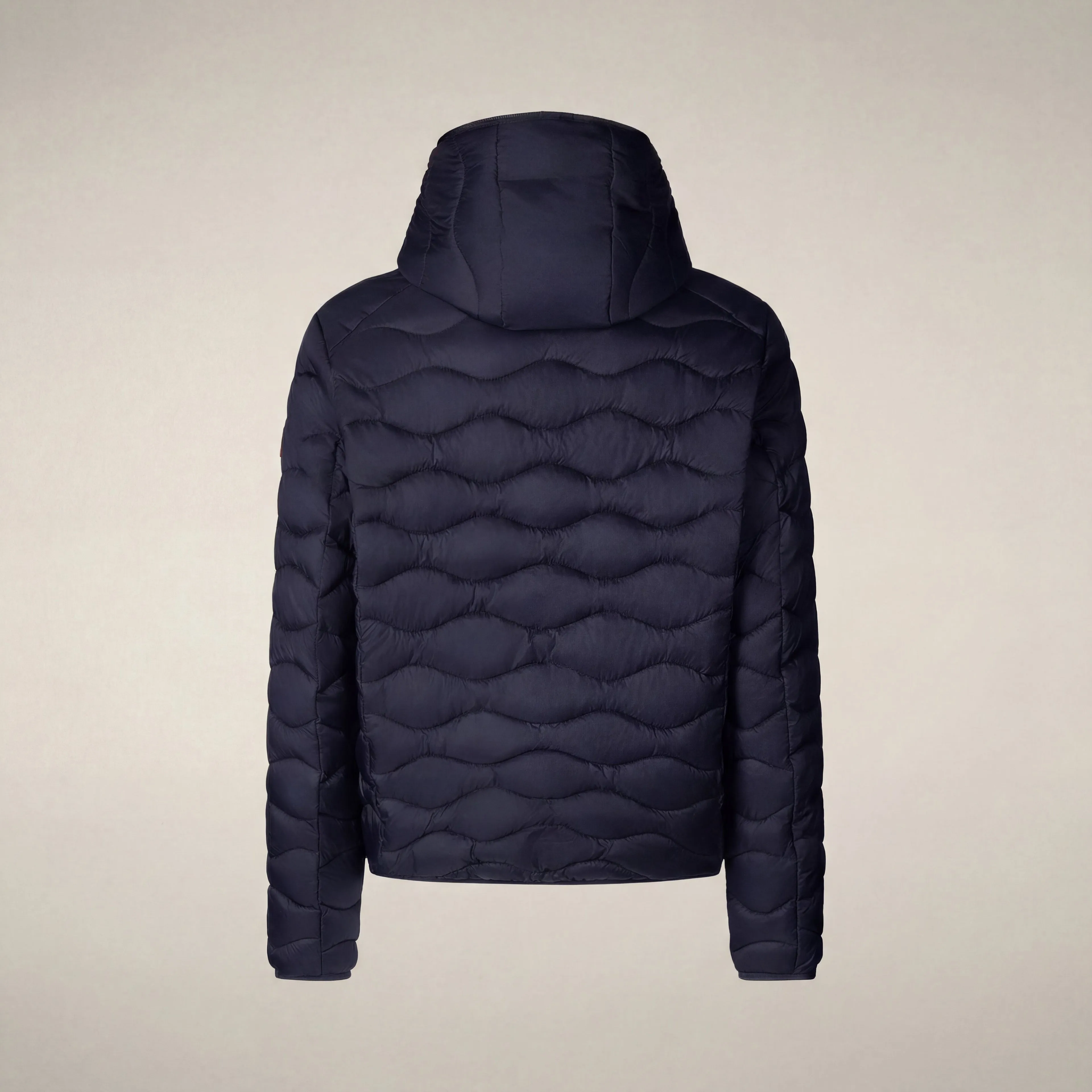 Men's hooded animal free puffer jacket reef in navy blue sold by Save The Duck product image thumbnail 4