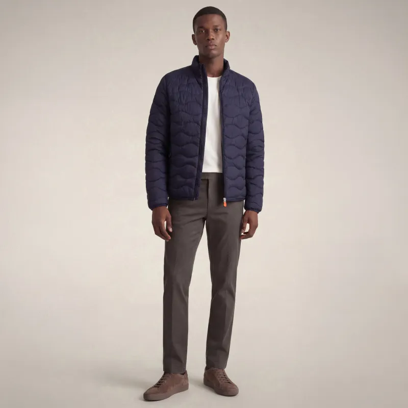 Men's animal free puffer jacket whirl in navy blue made by Save The Duck