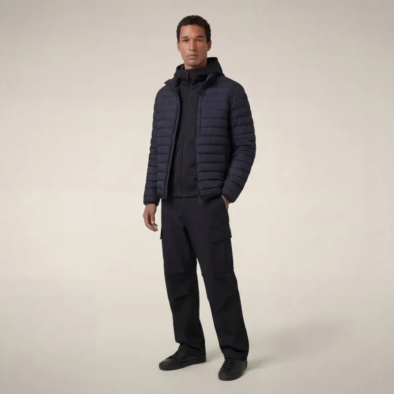 Men's animal free puffer jacket cole in blue black made by Save The Duck