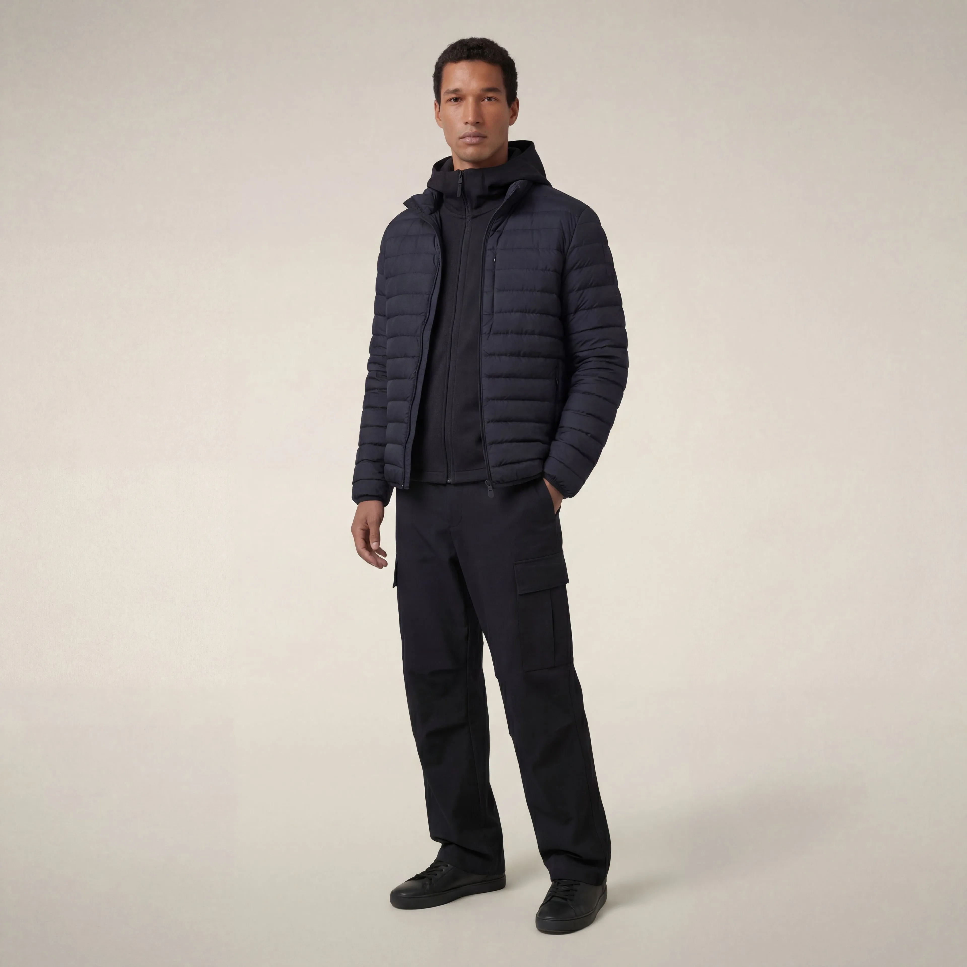 Men's animal free puffer jacket cole in blue black sold by Save The Duck