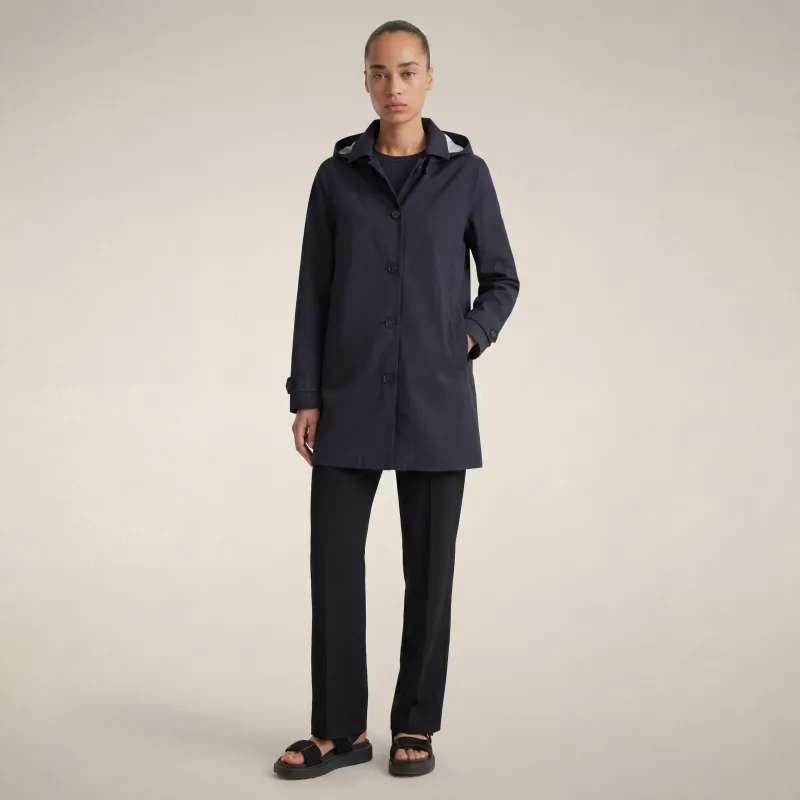 Women's hooded coat april in blue black made by Save The Duck