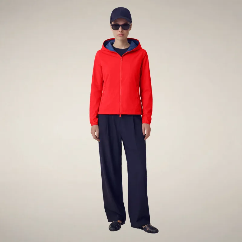 Women's hooded jacket stella in jack red made by Save The Duck