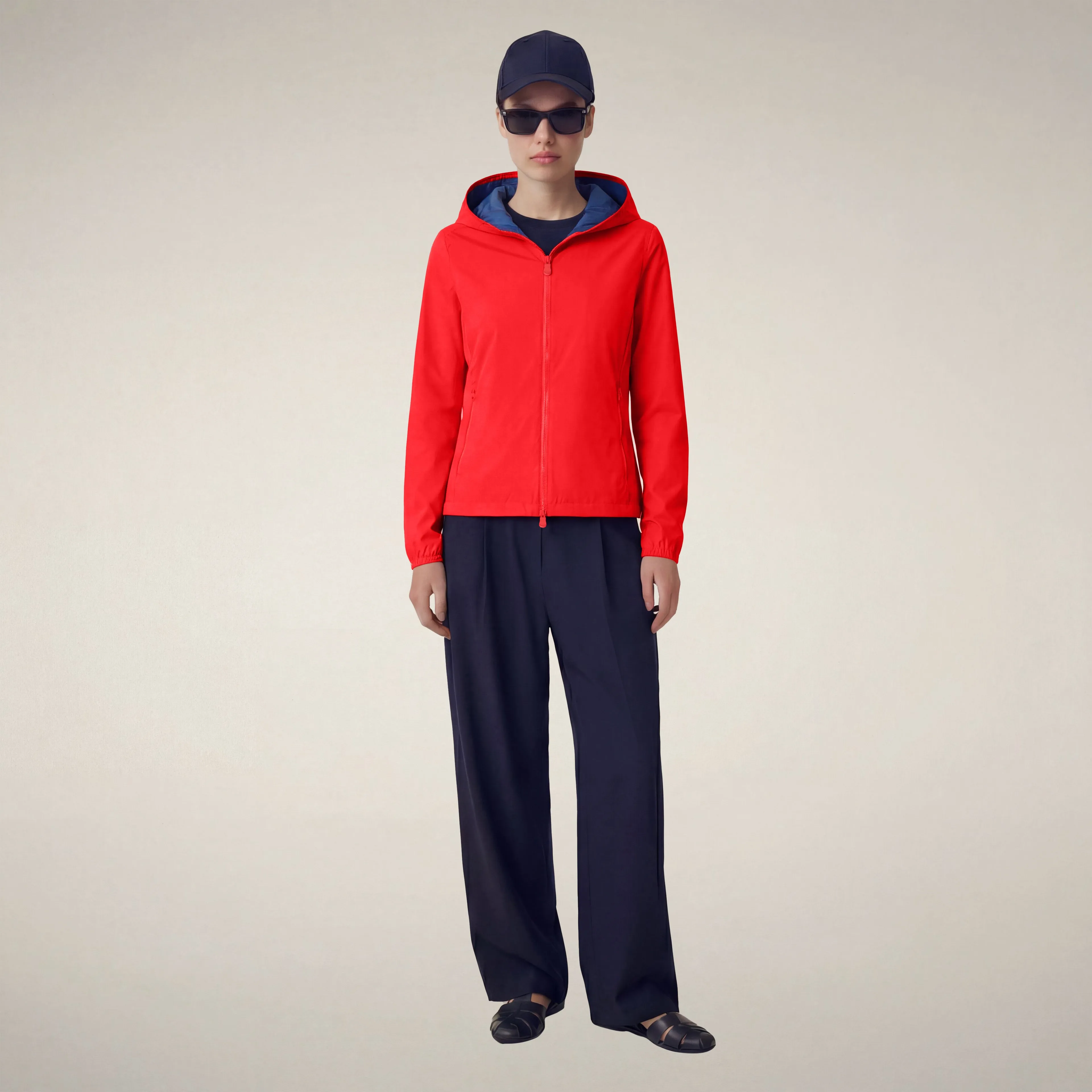 Women's hooded jacket stella in jack red sold by Save The Duck