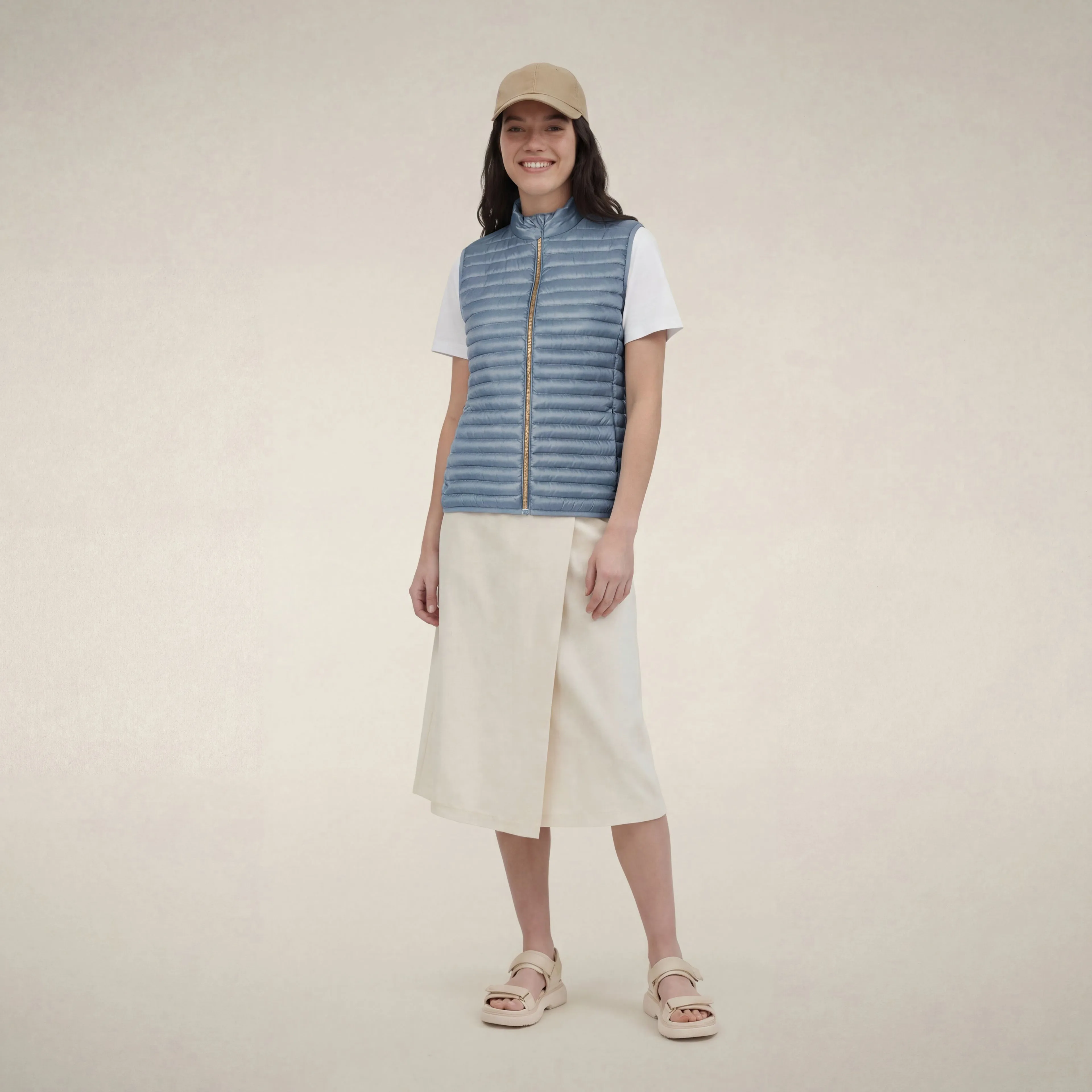 Women's Puffer Vest Arabella in Dusty Blue sold by Save The Duck