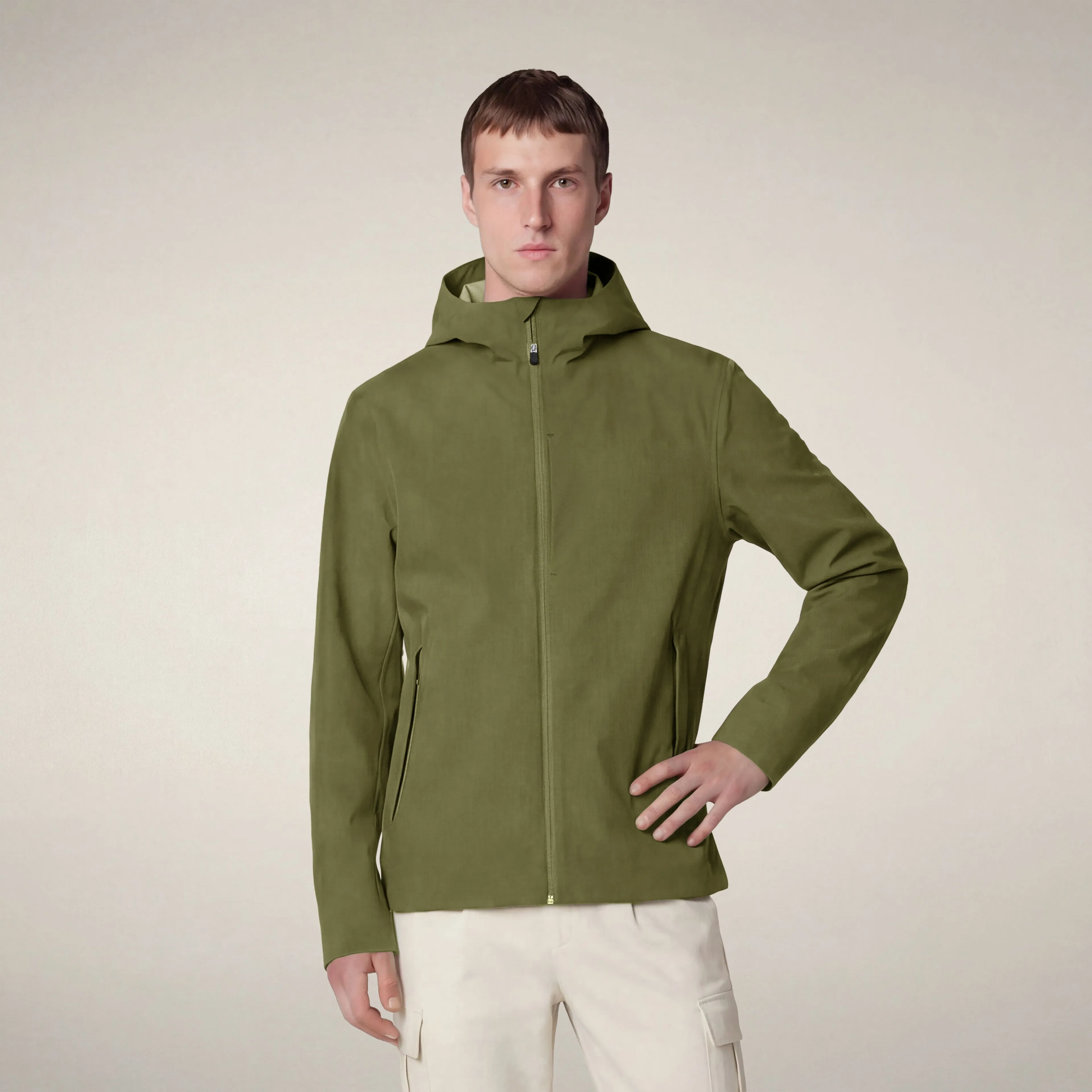 Men's hooded jacket jari in dusty olive sold by Save The Duck product image thumbnail 5