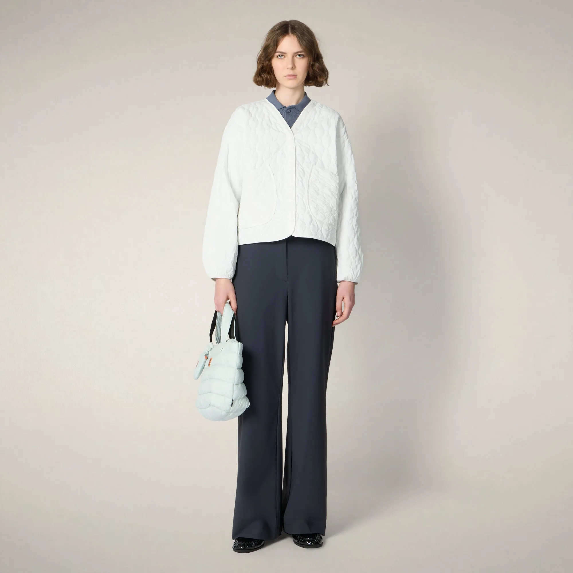 Women's puffer jacket Fara in Off White sold by Save The Duck