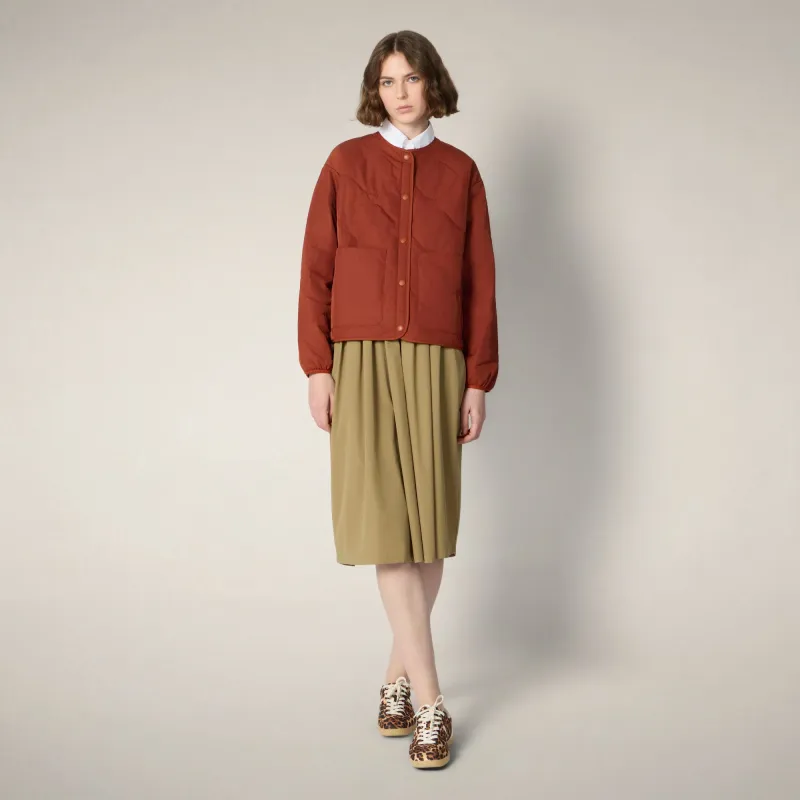 Women's Puffer Jacket Desi in Sienna Red made by Save The Duck