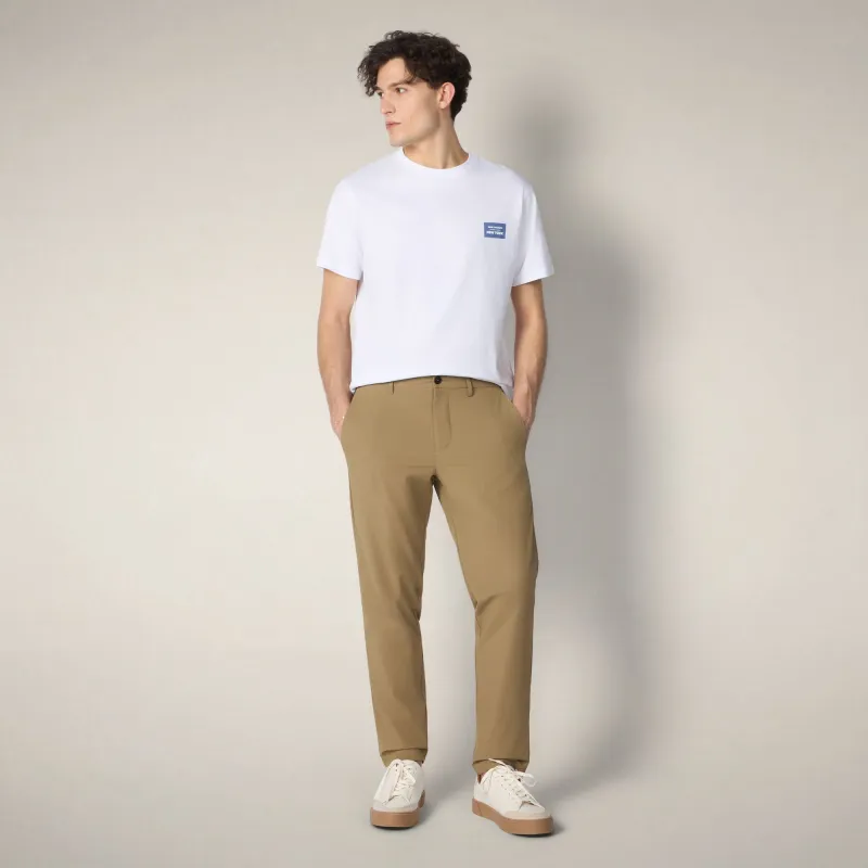 Men's Slim Pants Corbin L.32 in Khaki Brown - ASAP made by Save The Duck