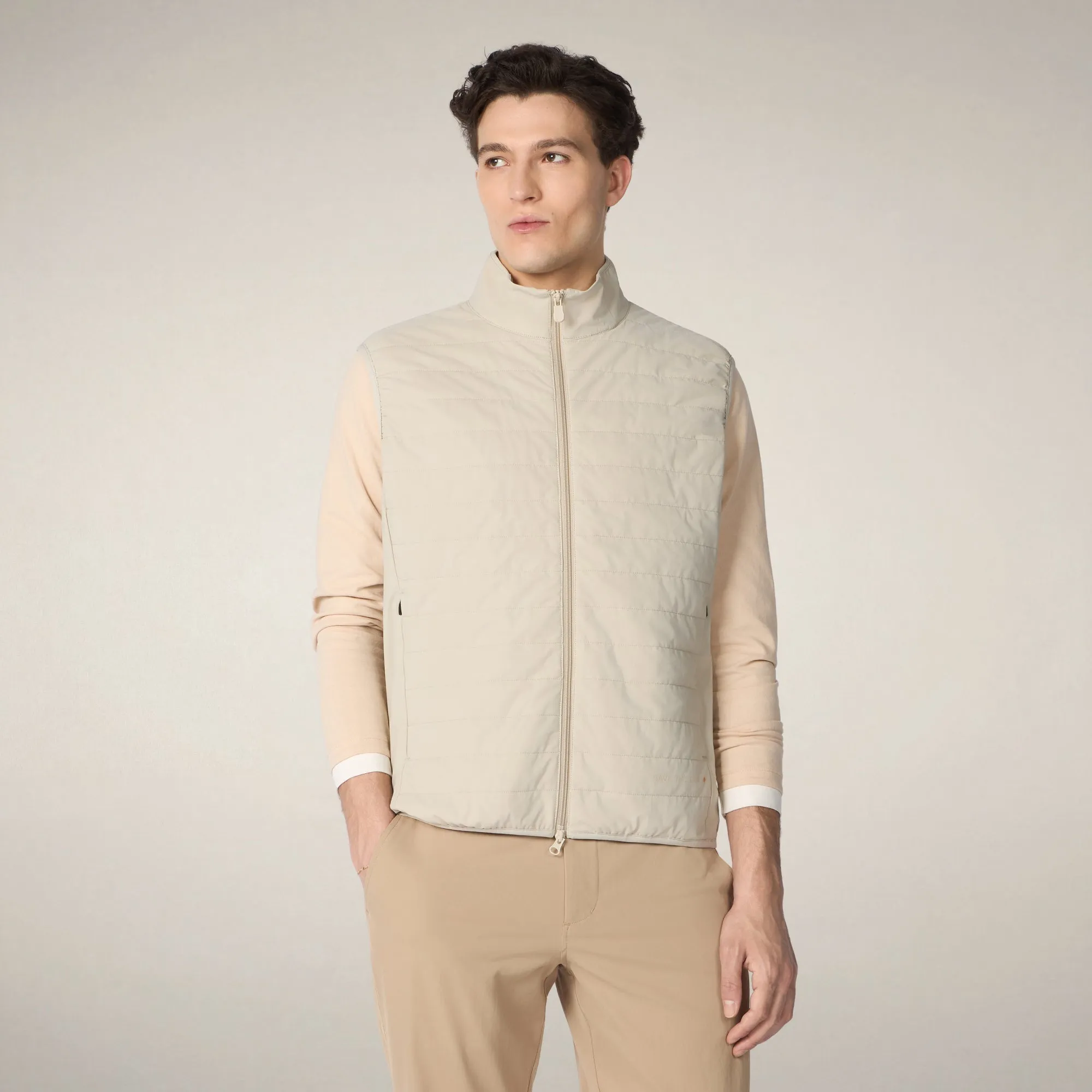 Men's puffer vest with quilted front in Rainy Beige FYI sold by Save The Duck product image thumbnail 5