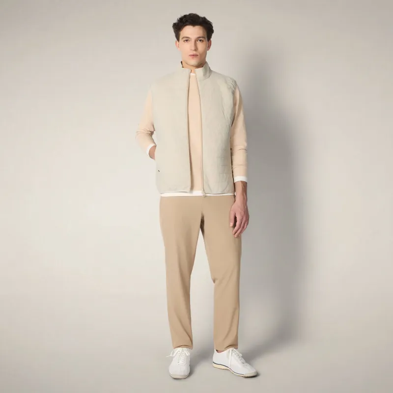 Men's puffer vest with quilted front in Rainy Beige FYI made by Save The Duck