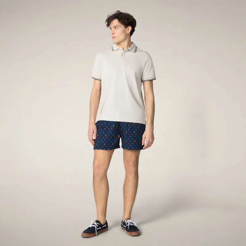 Men's Swim Shorts Ademir in Navy Blue with Ducks print made by Save The Duck