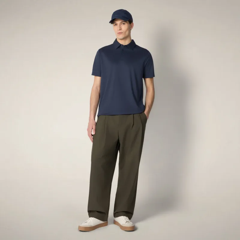 Men's Polo Clay in Navy Blue made by Save The Duck