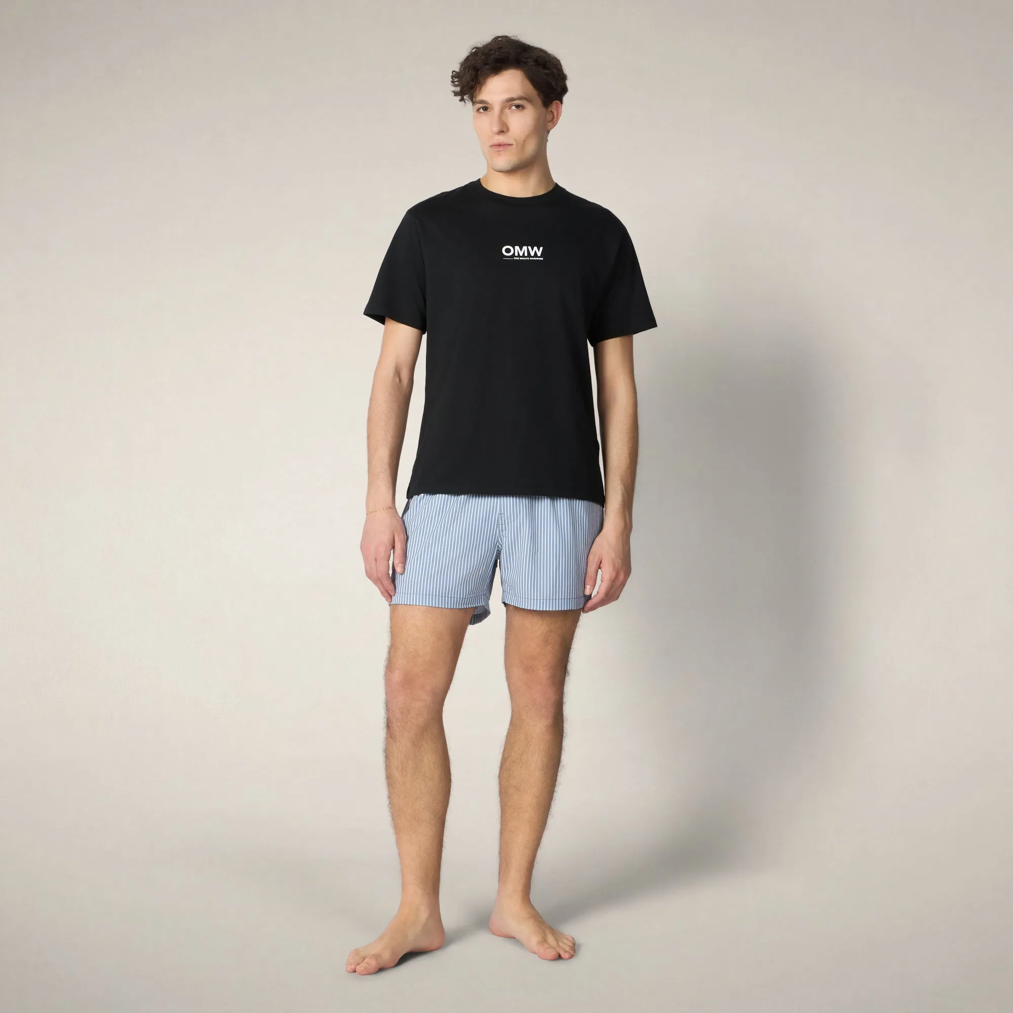 Men's Swim Shorts Ademir with oxford stripes sold by Save The Duck