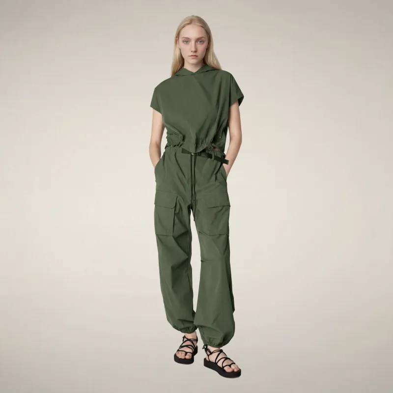 Women's cargo pants neoma in thyme green made by Save The Duck