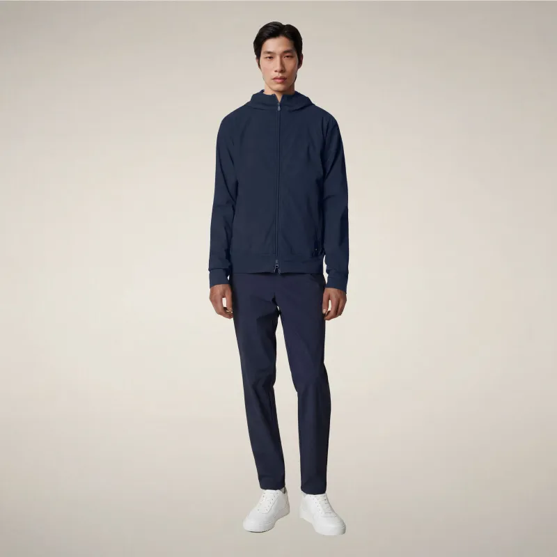 Men's hoody with zip luiz in navy blue made by Save The Duck