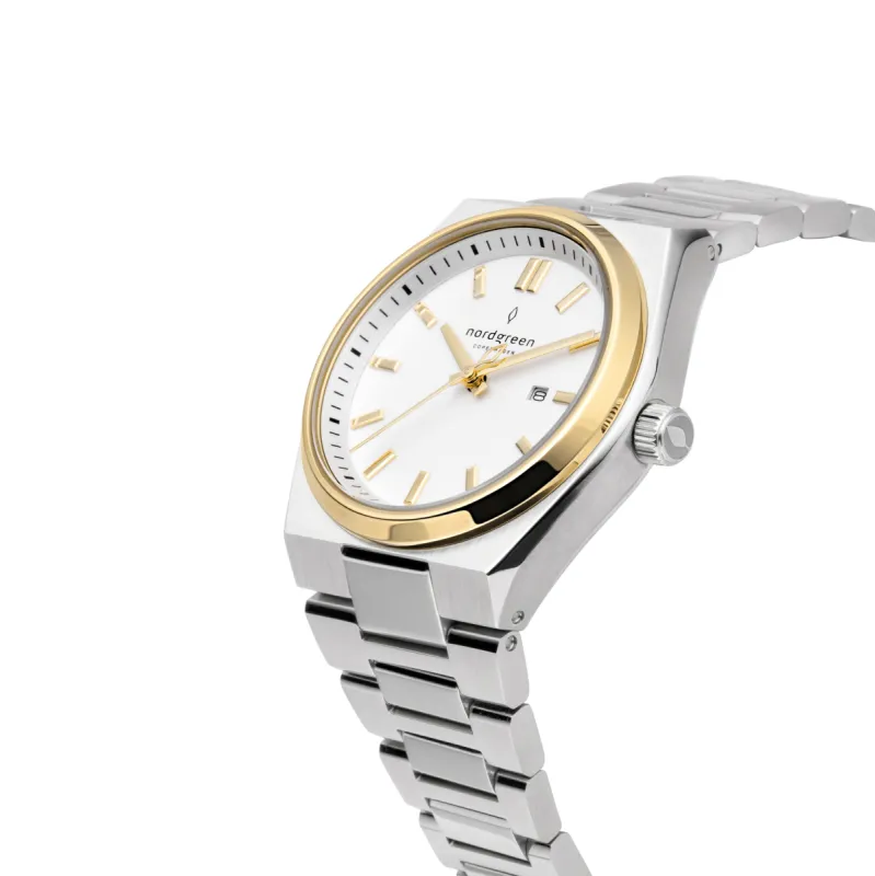 Succession Silver & Gold Bezel 35mm sold by Nordgreen