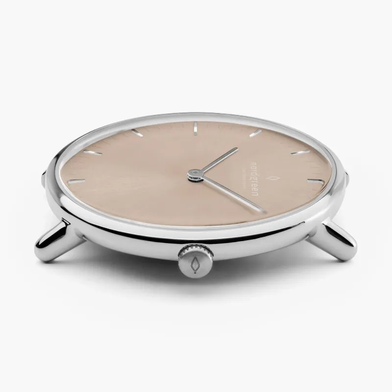 Native 28mm - Silver - Latte Sunray Dial sold by Nordgreen