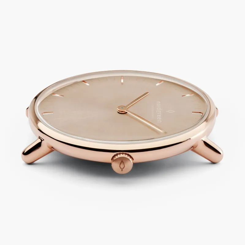 Native 28mm - Rose Gold - Latte Sunray Dial sold by Nordgreen