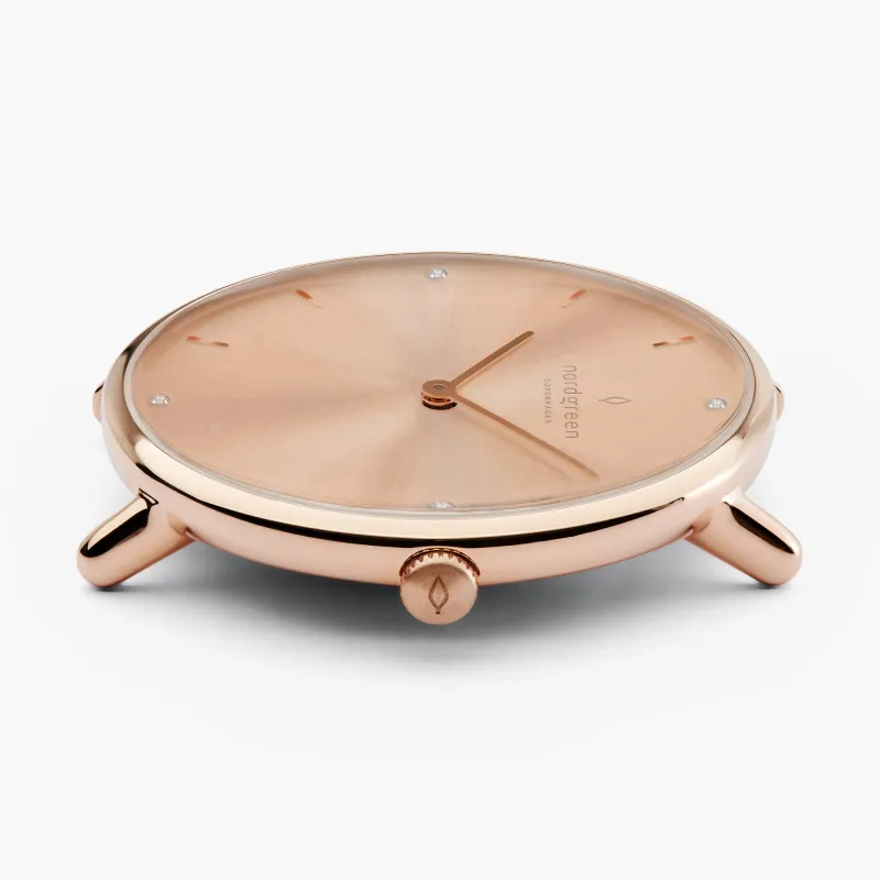 Native 28mm - Crystal Sunray - Rose Gold Dial sold by Nordgreen