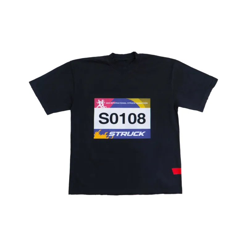 “Marathon” Tee (blue) sold by Struck Apparel