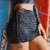 Ruched Raven Mini Skirt sold by Andi bagus