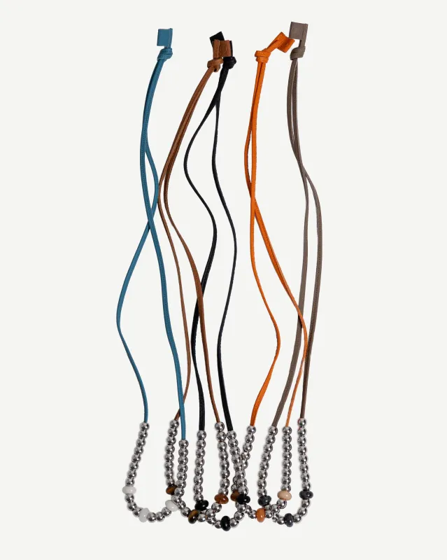 LEATHER CORD BEAD NECKLACE (REINOMONO LEATHER) made by Yorozu
