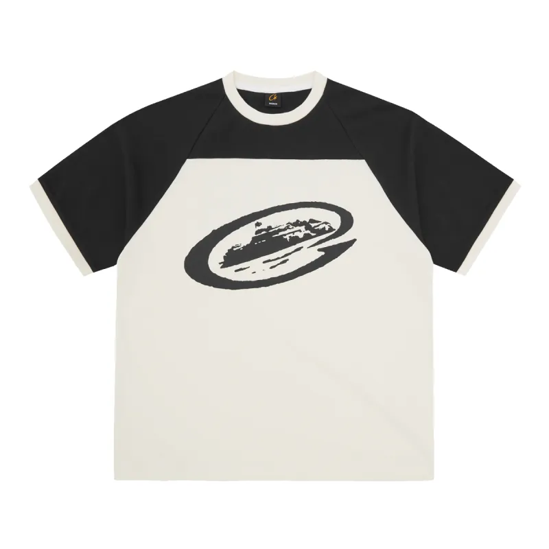 ALCATRAZ WRAP AROUND RAGLAN TEE [OFF WHITE / BLACK] sold by Corteiz