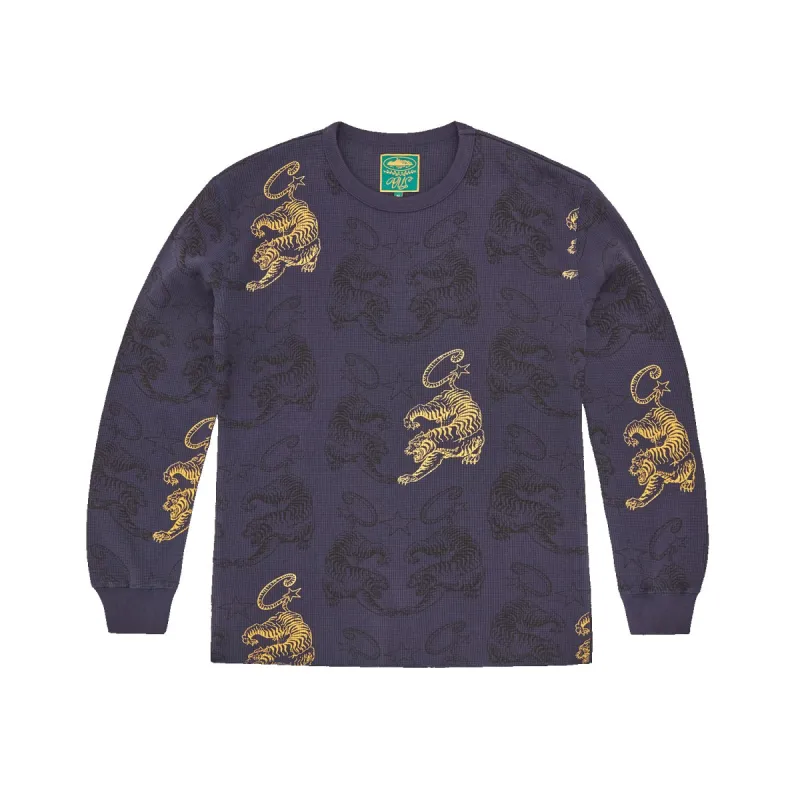 ALLOVER TIGER WAFFLE LONGSLEEVE [NAVY] sold by Corteiz