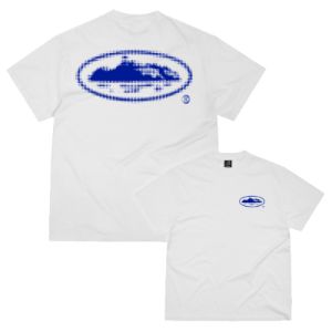 HALFTONE ISLAND TEE [WHITE & BLUE] *NEW BLANK* sold by Corteiz