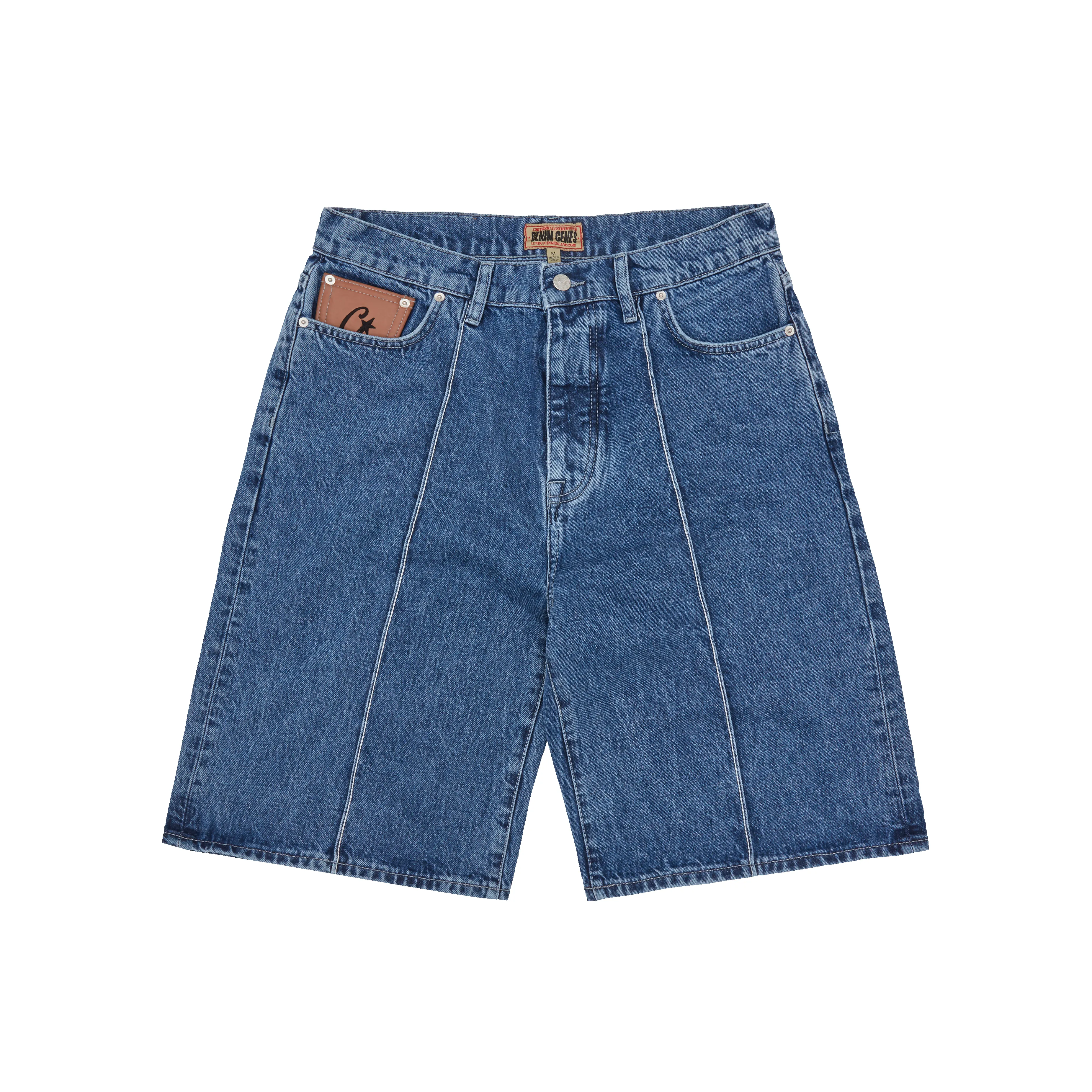 【BAON】[unisex] Non-fade Snap Button Patch Bermuda Denim Pt C-STAR DENIM SHORTS [FADED BLUE] | Parallel