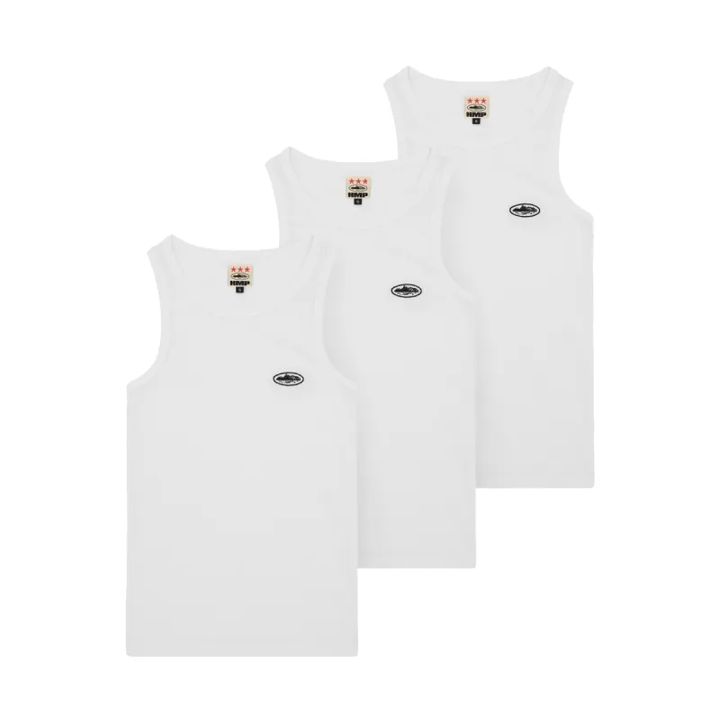 HMP ESSENTIALS TANK TOP [3PK] [WHITE] sold by Corteiz