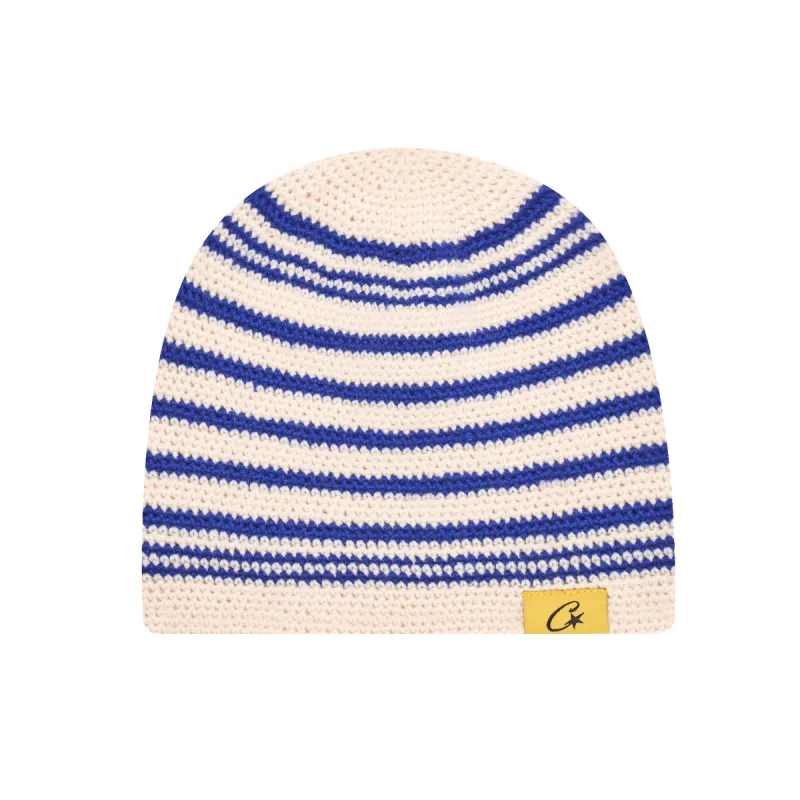 CROCHET BEANIE [STRIPED BLUE] sold by Corteiz