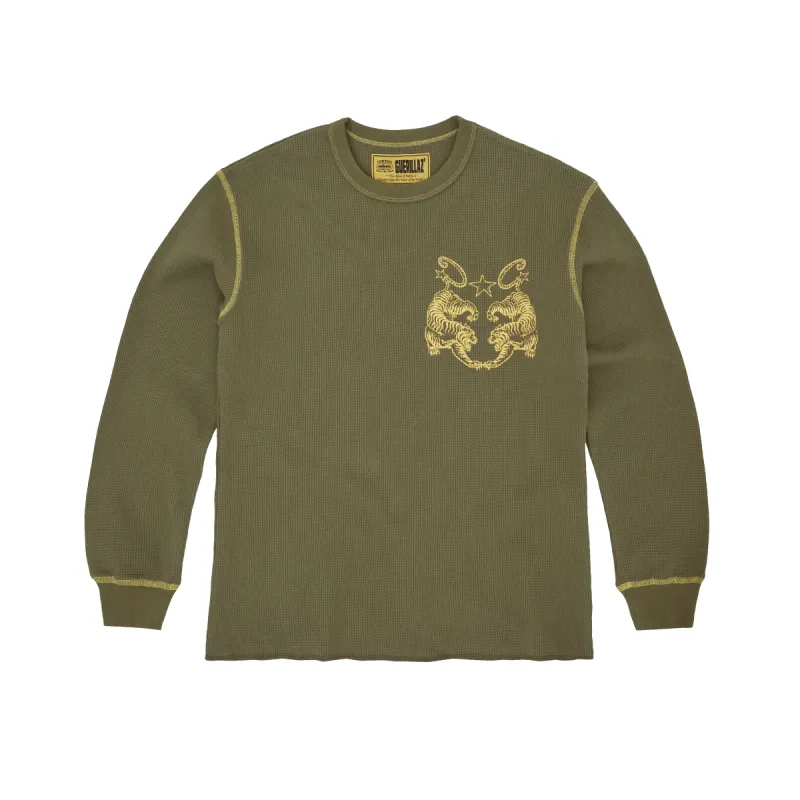 TIGER CONTRAST WAFFLE LONGSLEEVE [KHAKI] sold by Corteiz