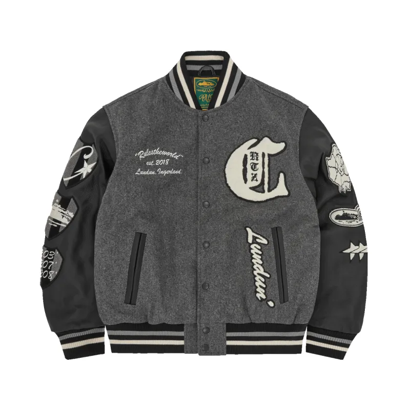 US VS DEM VARSITY JACKET [GREY] sold by Corteiz