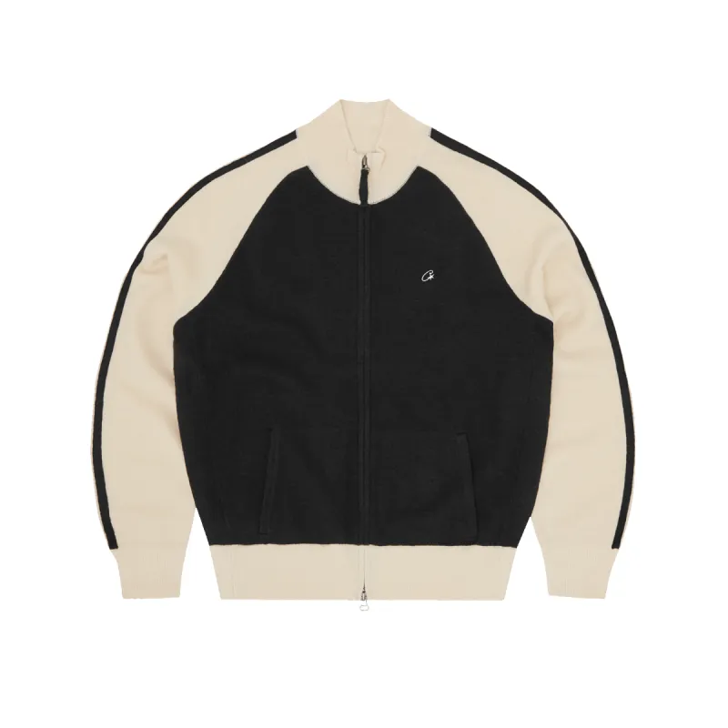 KNIT ZIP UP V2 [BLACK & CREAM] sold by Corteiz