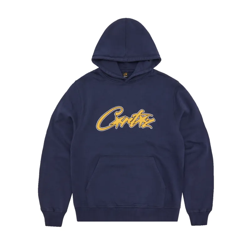 SATIN APPLIQUE ALLSTARZ HOODIE [NAVY] sold by Corteiz