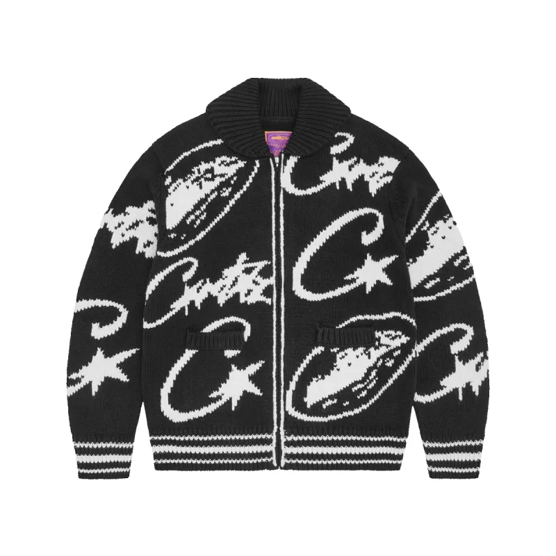 VVS HEAVY JACQUARD KNIT ZIP [BLACK] sold by Corteiz