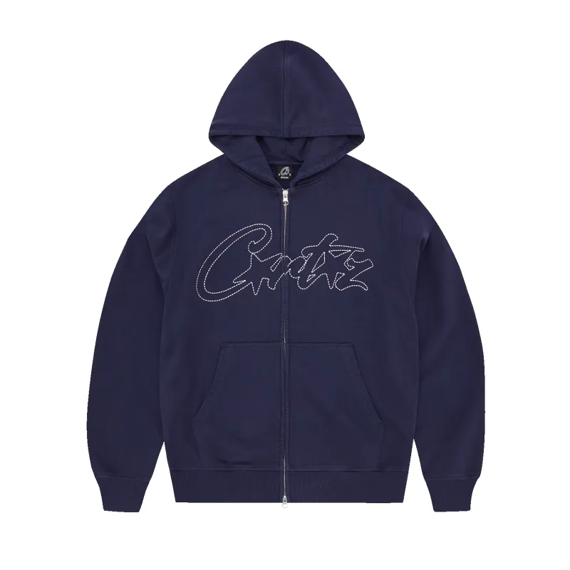 THICK STITCH ALLSTARZ ZIP HOODIE [NAVY] sold by Corteiz