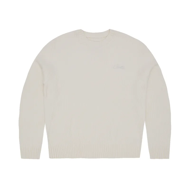CROCHET APPLIQUE KNIT CREW [OFF WHITE] made by Corteiz