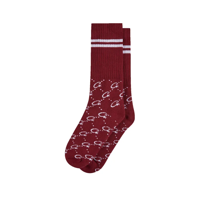MONOGRAM SOCKS [BURGUNDY] sold by Corteiz