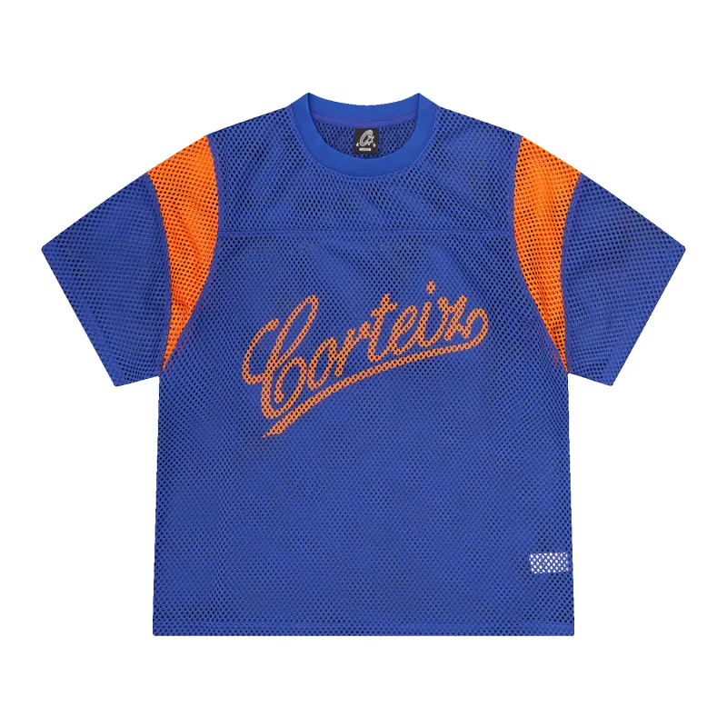 OPEN MESH PANEL JERSEY [BLUE/ORANGE] sold by Corteiz