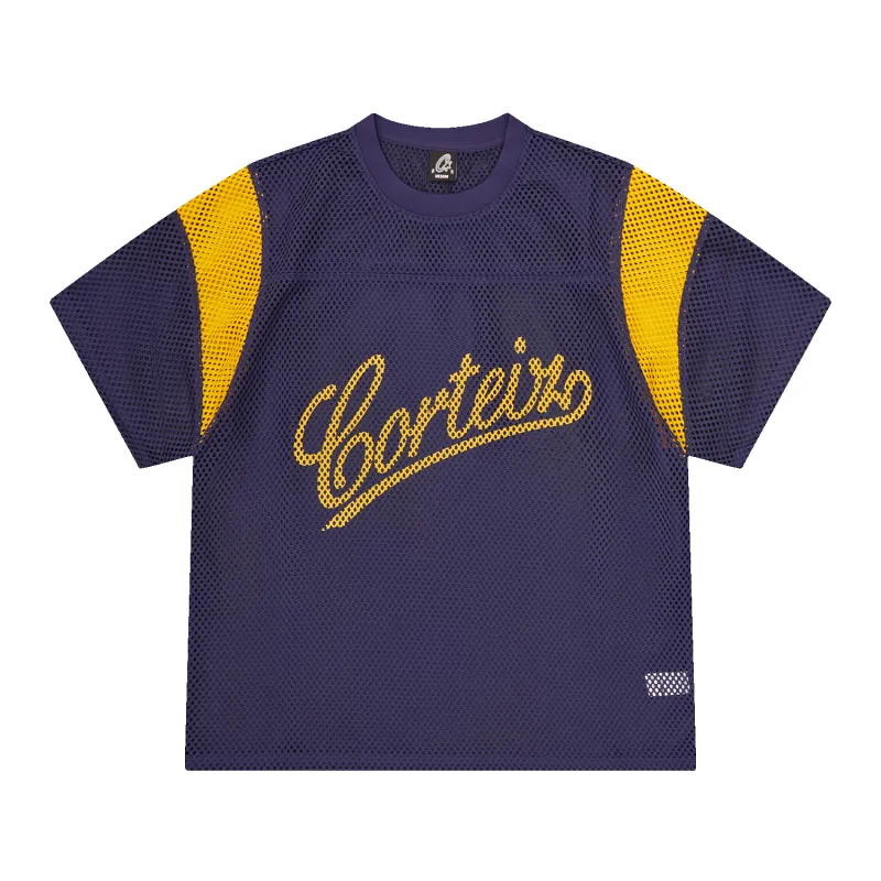 OPEN MESH PANEL JERSEY [NAVY/YELLOW] sold by Corteiz