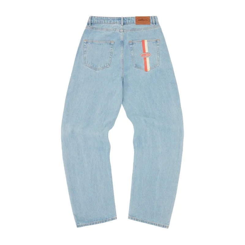 DUAL STRIPE BAGGY JEANS [STONEWASH] sold by Corteiz