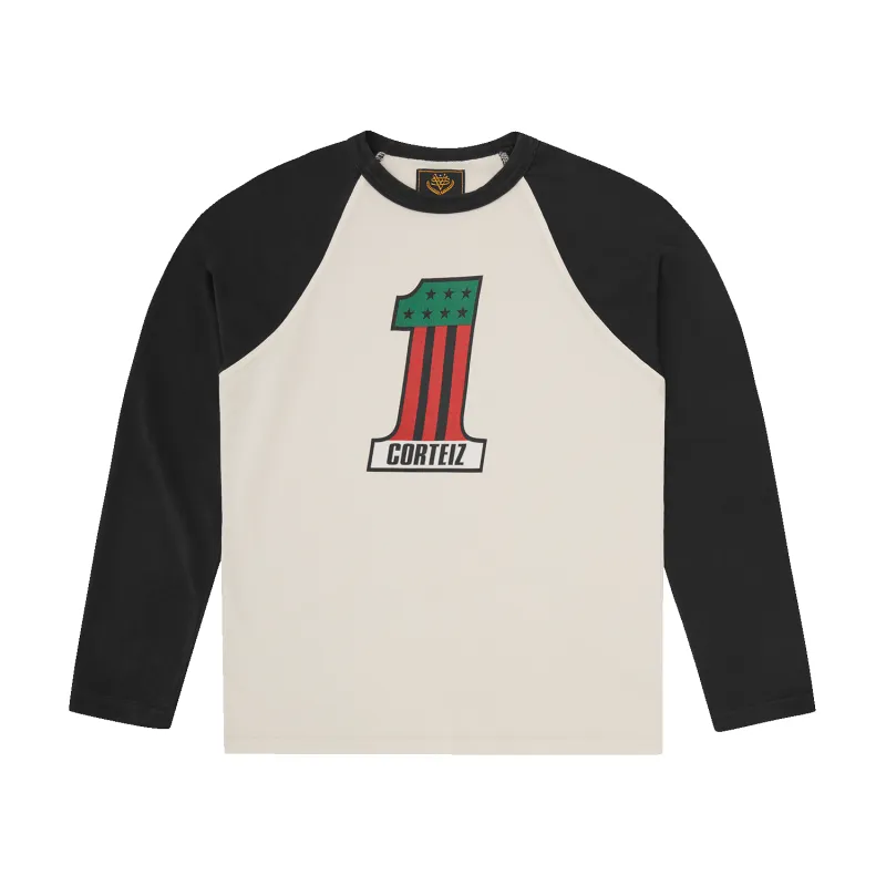 NUMBER 1 RAGLAN LS [BLACK] sold by Corteiz
